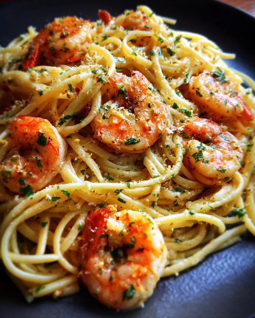 1-pan shrimp pasta met zomerse citroen-knoflooksaus voor een snel diner!