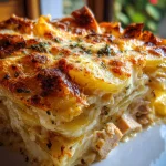 Aardappelgratin met kip, knoflookroom & Parmezaan