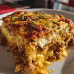Bloemkool-gehakt ovenschotel met boursin & mozzarella