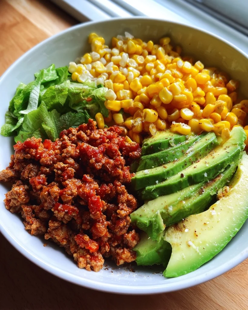 Burrito bowl met gehakt, mais en avocado: Heerlijk en gezond!