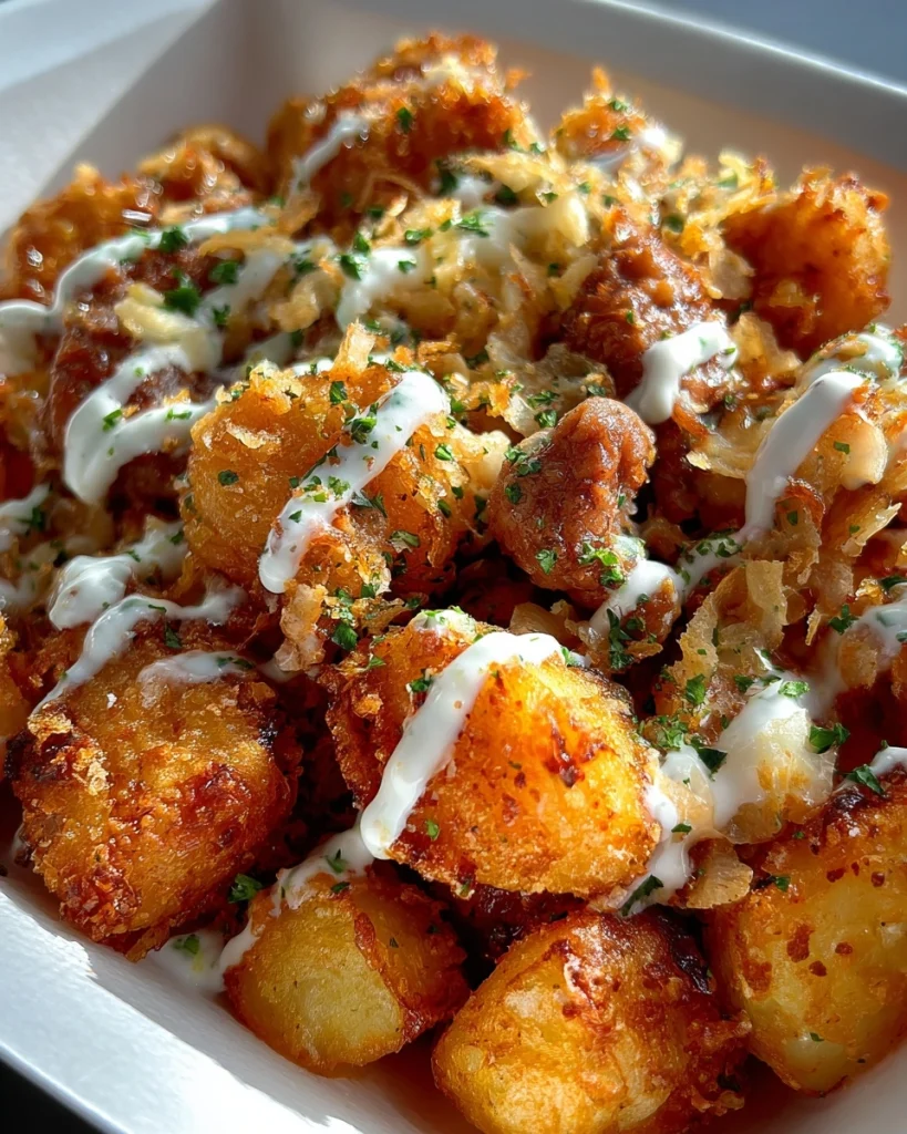 Crispy aardappel bowl met kip en knoflooksaus: Proef de perfectie!