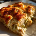 Kip-prei ovenschotel met roomkaas en kaaslaag