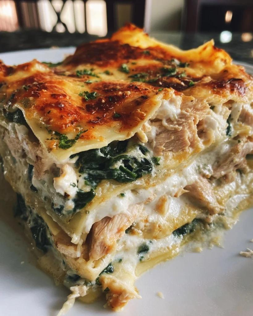Lasagne ovenschotel met kip, spinazie & roomkaas is een onweerstaanbaar recept!