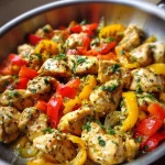 One-pan kip met paprika, ui en knoflookboter