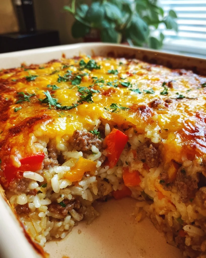 Ovenschotel met paprika, gehakt en rijst voor snelle maaltijden!