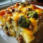 Romige aardappel-gehakt ovenschotel met broccoli & kaas