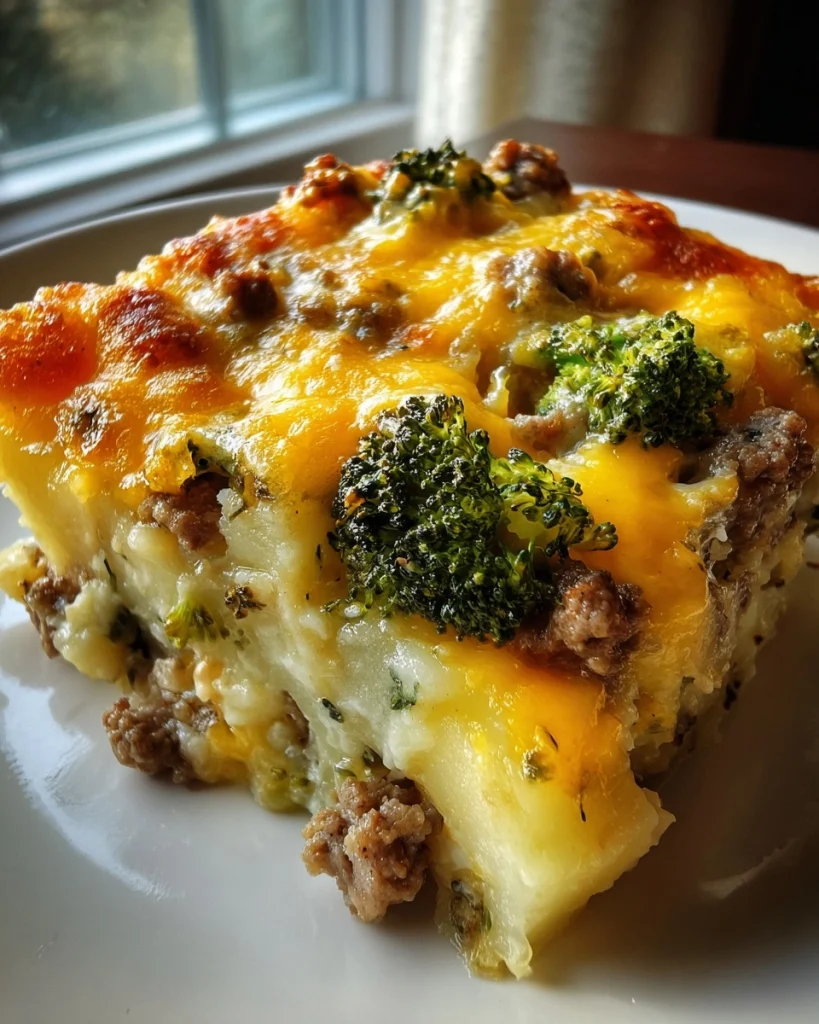 Romige aardappel-gehakt ovenschotel met broccoli & kaas: Een heerlijk recept voor een comforting maaltijd!