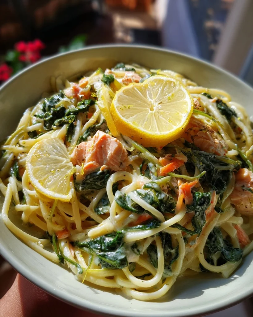 Romige zalm pasta met spinazie & citroen, zo maak je het!