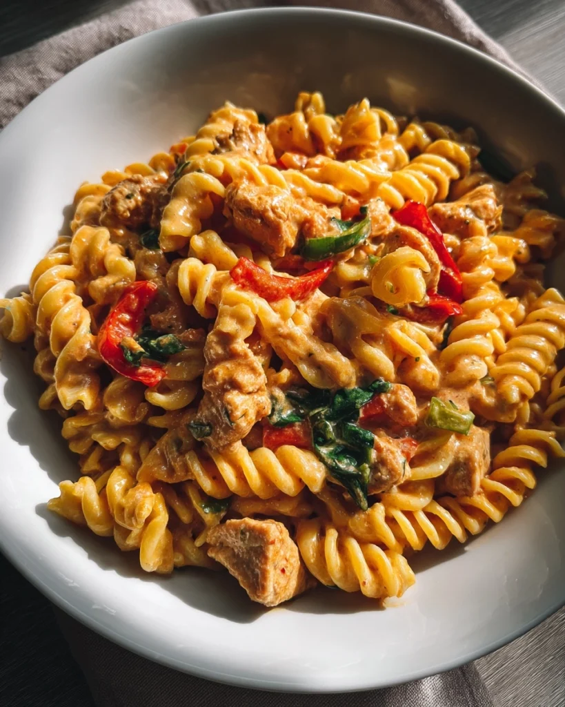 5-Ingrediënten Kip-Paprika Pasta met Roomsaus in 15 min!