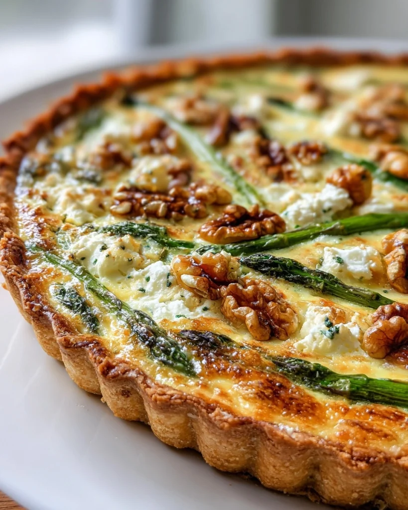 Aspergequiche met Geitenkaas en Walnoten