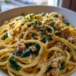 Easy Dinner: Snelle Pasta met Boursin, Spinazie & Kipgehakt in 20 Min!