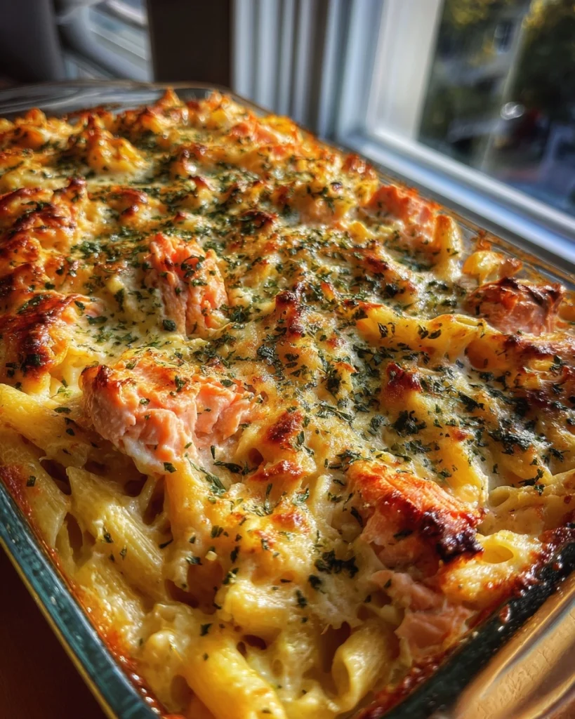 Feestelijke Ovenschotel: Pasta met Boursin, Zalm en Kaaskorst in 20 min!