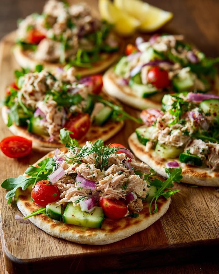 Flatbread met frisse tonijnsalade: een heerlijke lunchoptie!