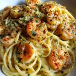 Garnalen in Romige Knoflook-Parmezaansaus met Pasta