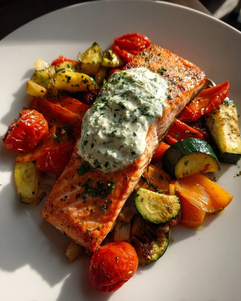 Gebakken zalm met tzatziki en groente: Zo maak je het!