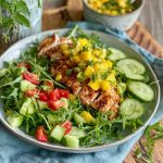 Gegrilde kip salade met mango salsa