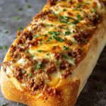 Gevulde baguette met gehakt, kaas en ui