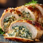 Gevulde kipfilet met Boursin en spinazie