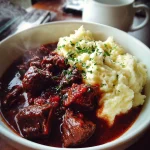 Hachee met Rode Wijn en Aardappelpuree
