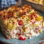 Hawaiian ovenschotel met kip, ham en ananas
