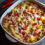 Hawaiian ovenschotel met kip, ham en ananas