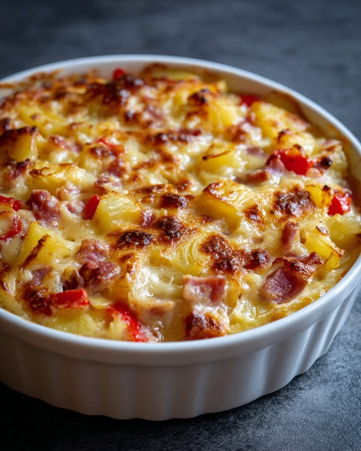 Hawaiian ovenschotel met kip, ham en ananas: geniet ervan!