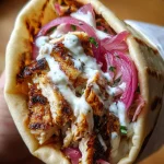 Kip-Shawarma Wrap met Knoflooksaus en Rode Ui