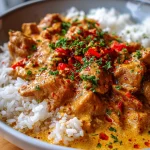 Kip in Romige Paprikasaus met Rijst (Stroganoff)