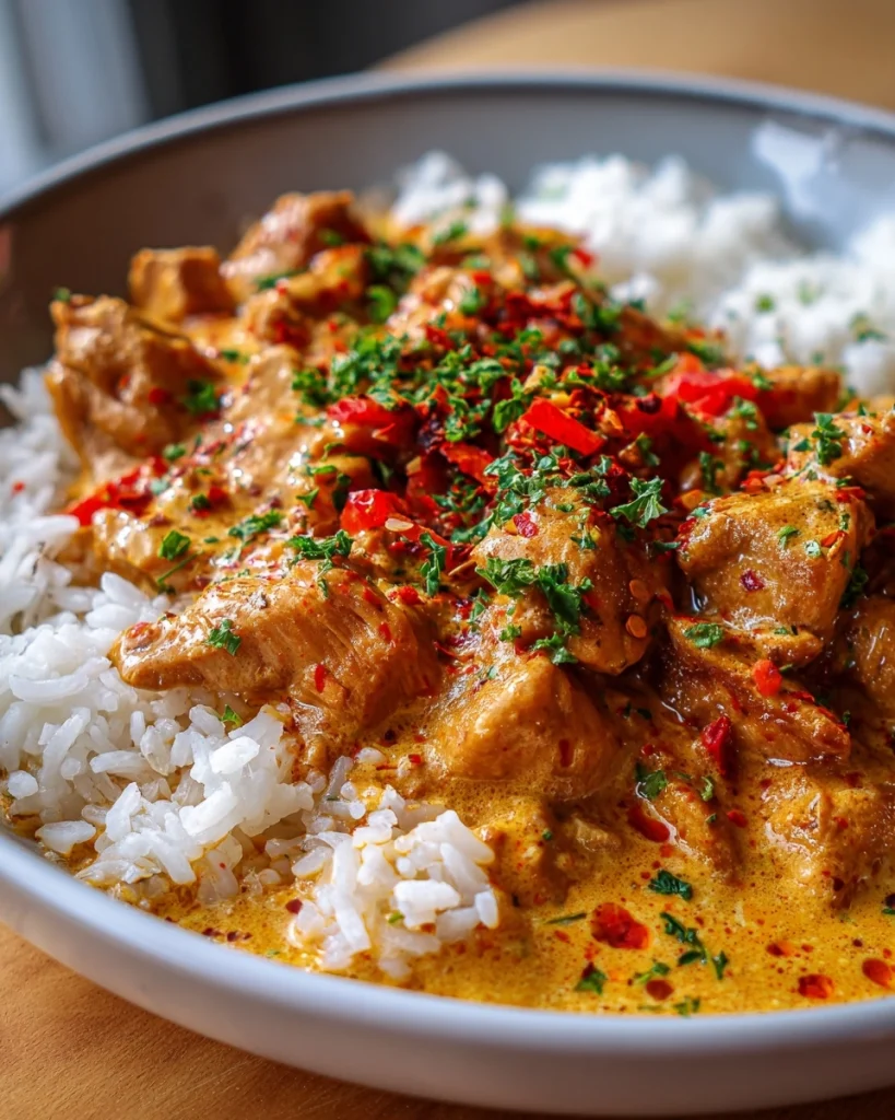 Kip in Romige Paprikasaus met Rijst (Stroganoff)