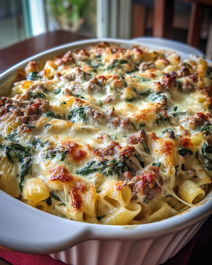 Ovenpasta met gehakt, Boursin en spinazie: Heerlijk en eenvoudig!