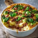 Ovenschotel met aardappelpuree, gehakt, spekjes en andijvie