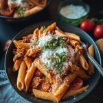 Penne in tomaten-kruidenroomkaas saus