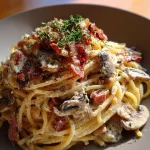 Romige Ovenschotel: Pasta met Boursin, Spekjes en Champignons – Feestelijk maar supermakkelijk