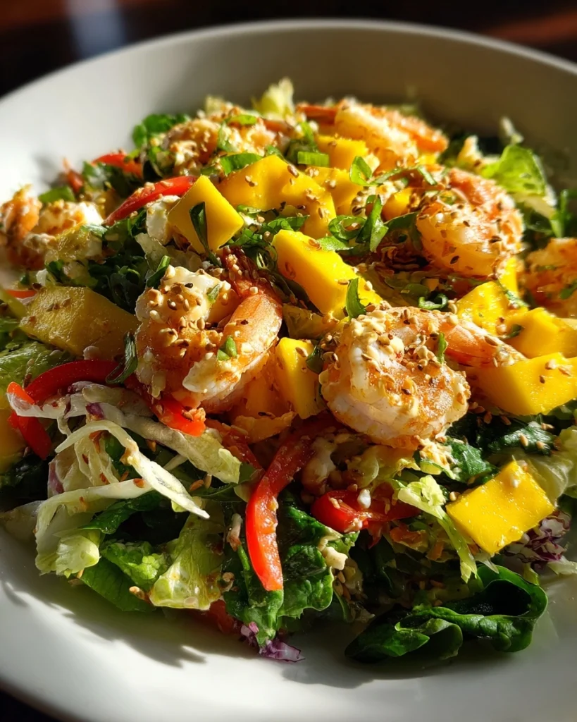 Salade met Garnalen, Mango en Sesamdressing