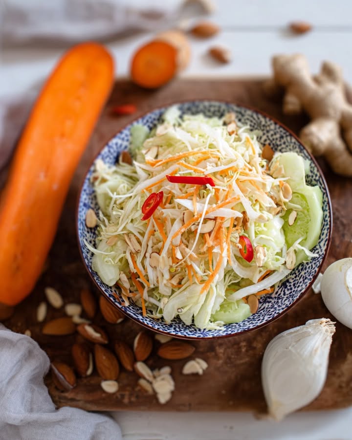 Spitskoolsalade met amandelboemboe: Probeer dit heerlijke recept!