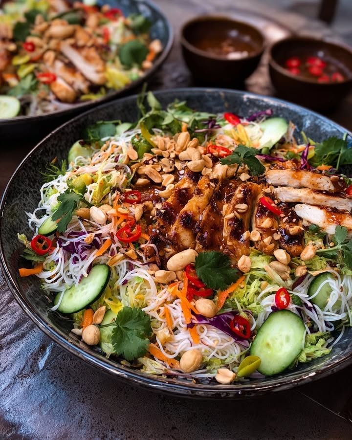 Thaise noedelsalade met pittige kip voor een smaakexplosie!
