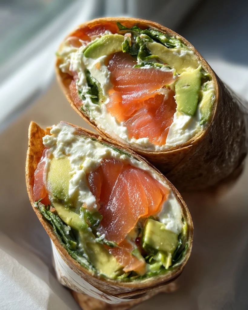 Wrap met Gerookte Zalm, Roomkaas en Avocado