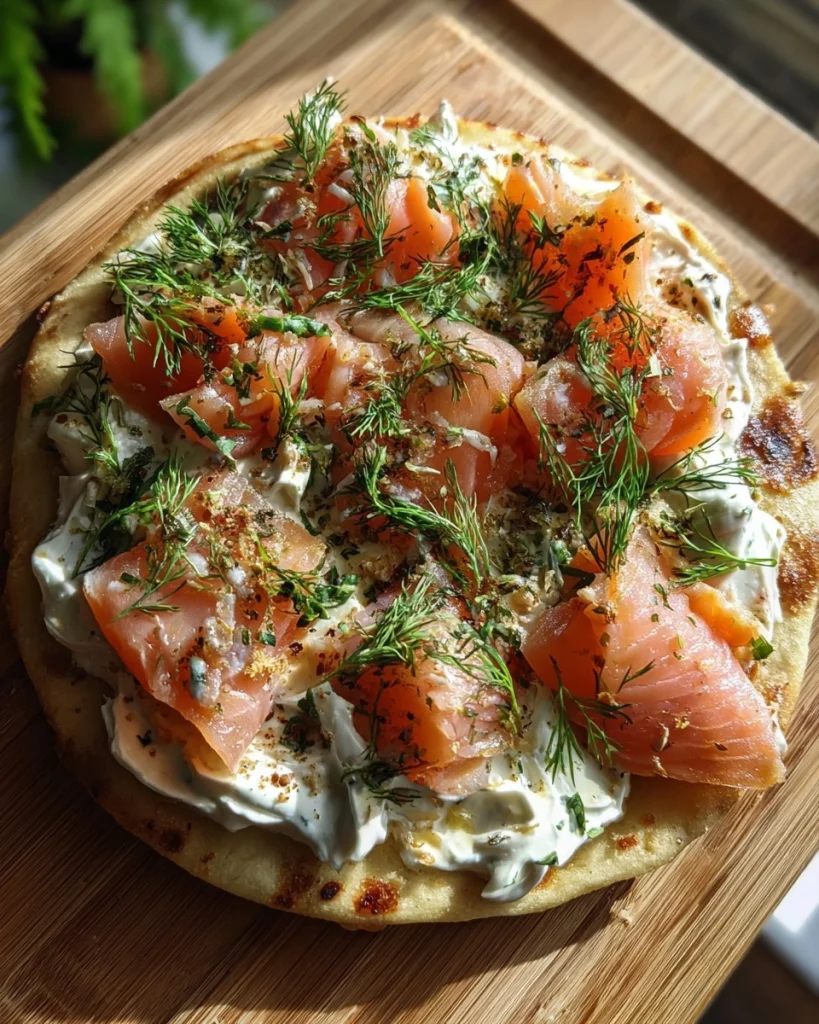 Zalm met roomkaas en dille op pita: onweerstaanbare lunch!