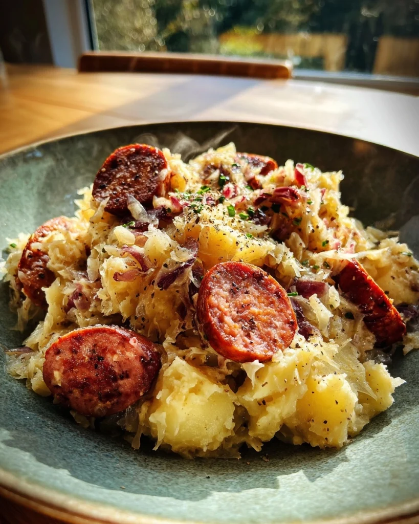 Zuurkool met worst en aardappel in één pan: ontdek deze snelle stampot hack!