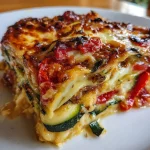 Courgettelasagne met gegrilde paprika en mozzarella