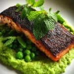 Gegrilde zalm met doperwtenpuree en munt voor een heerlijke maaltijd!