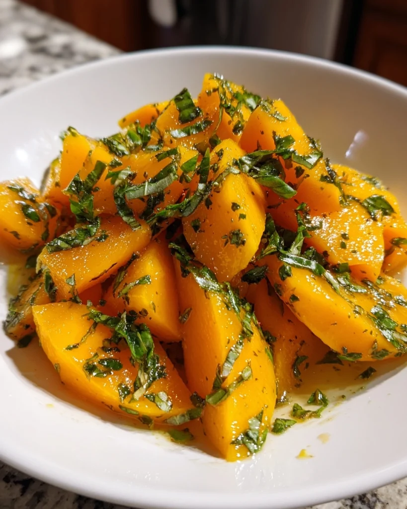 Gemarineerde mango met basilicum