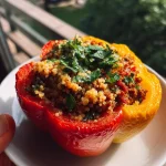 Gevulde paprika’s met gehakt, couscous en koriander