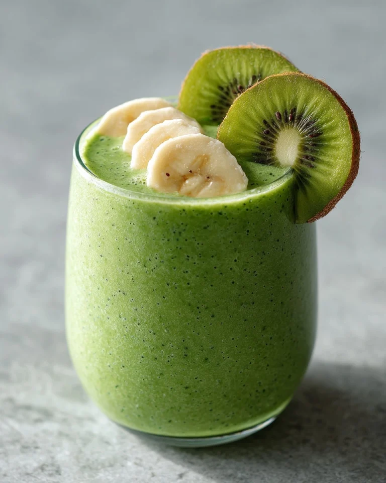 Groene smoothie met spinazie, kiwi en banaan