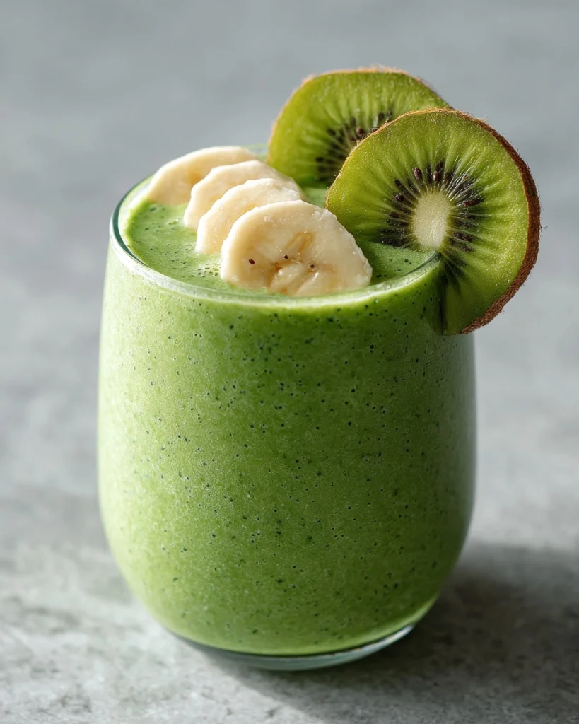 Groene smoothie met spinazie, kiwi en banaan