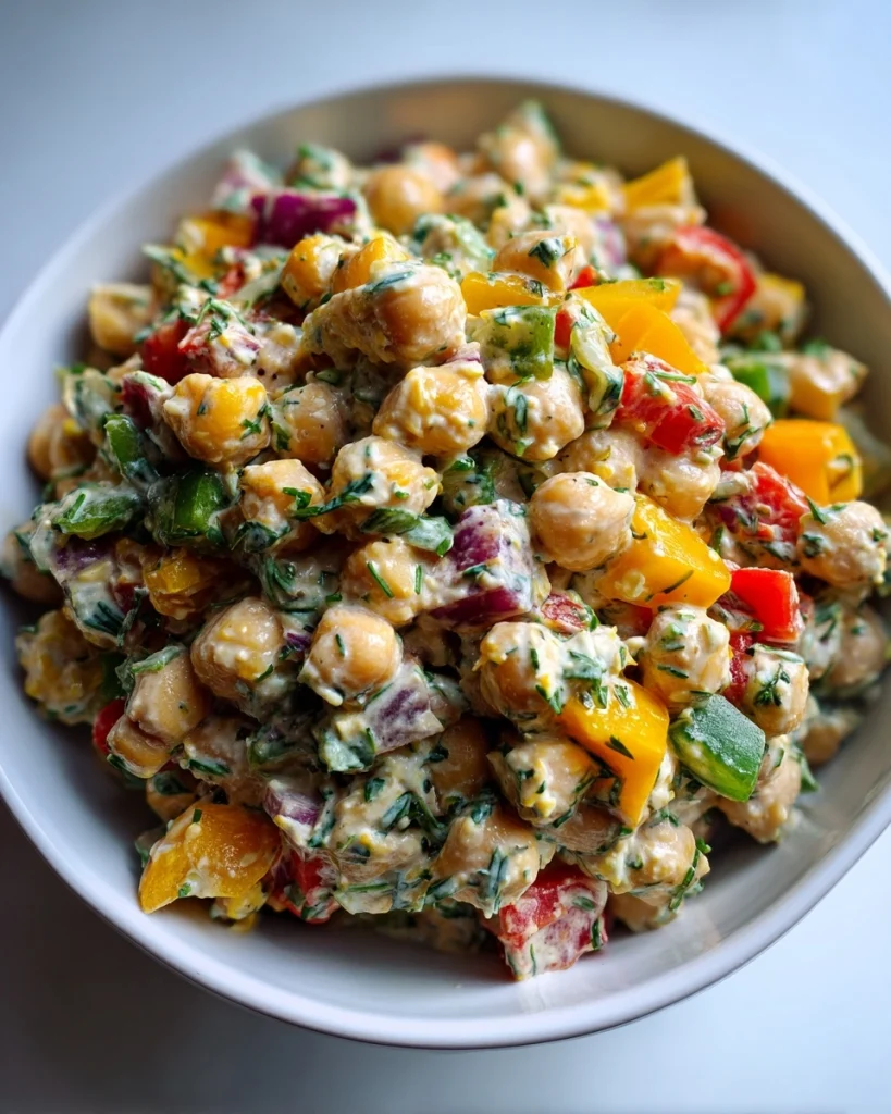 Kikkererwtensalade met paprika en yoghurtsaus
