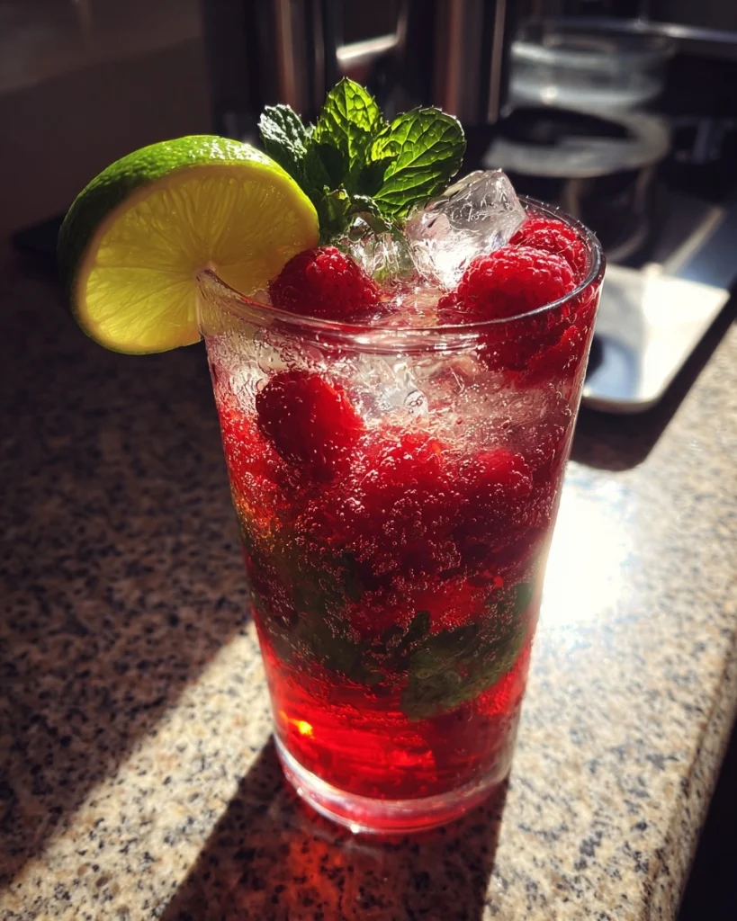 Mojito met framboos en verse munt