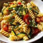Pastasalade met courgette, tomaat en basilicum
