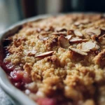Rabarbercrumble met amandelschaafsel