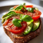 Volkorenbrood met avocado, tomaat en basilicum